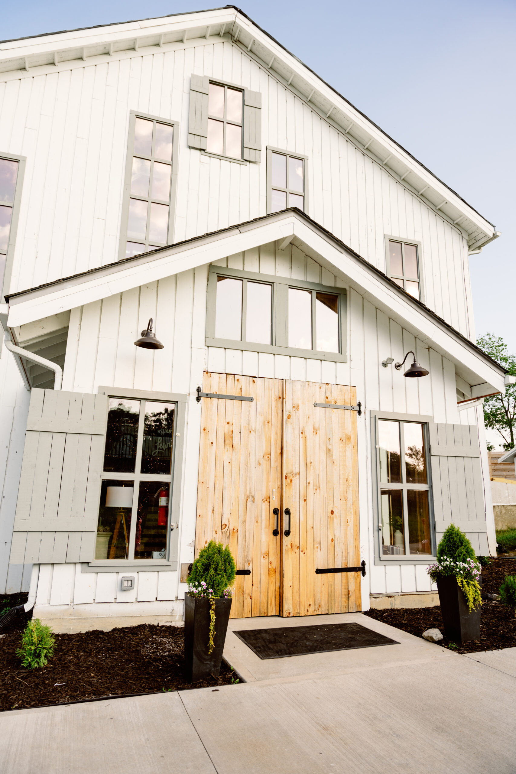 The wooden entrance to the Bicentennial Barn.
