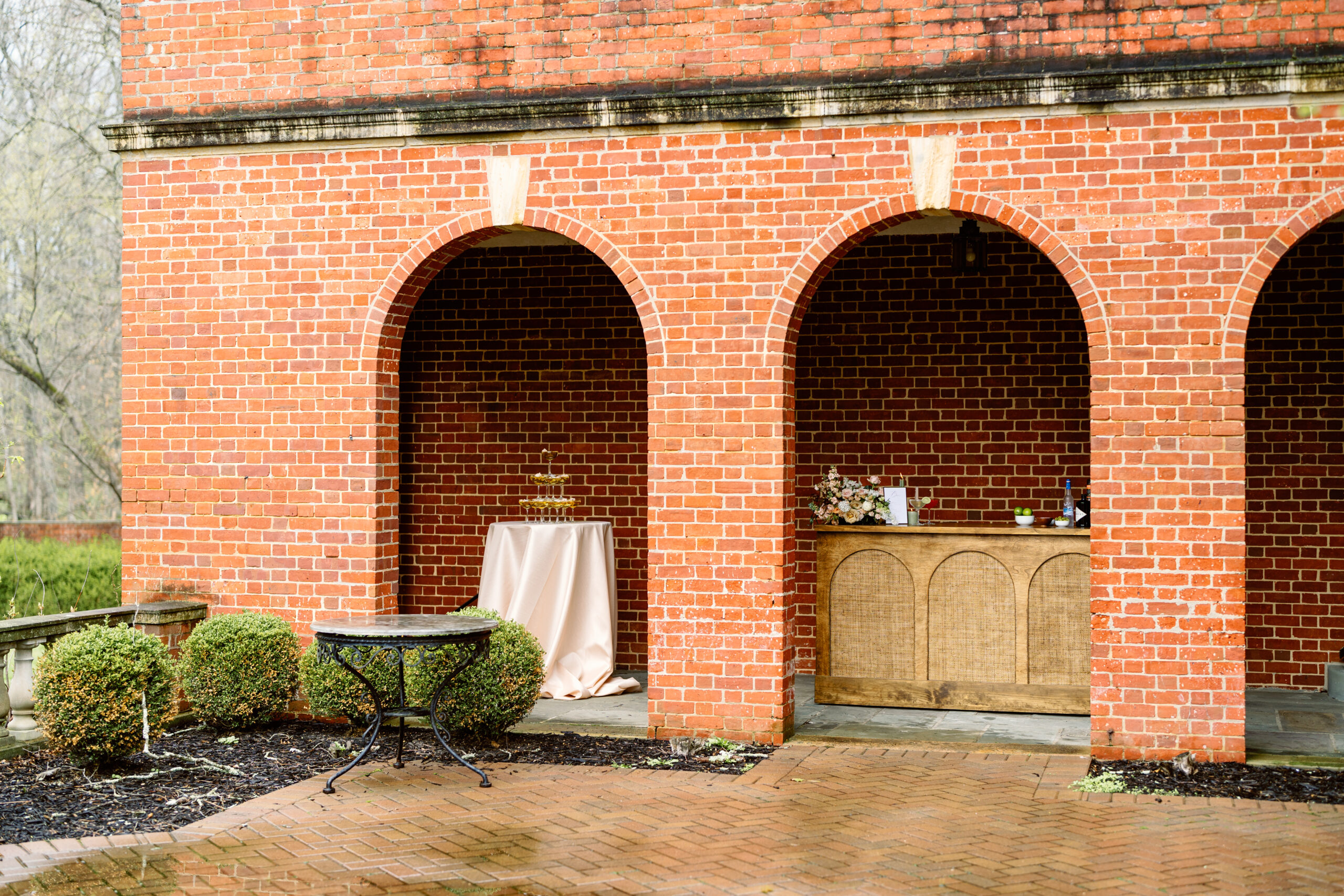 The outside reception area for wedding guests.